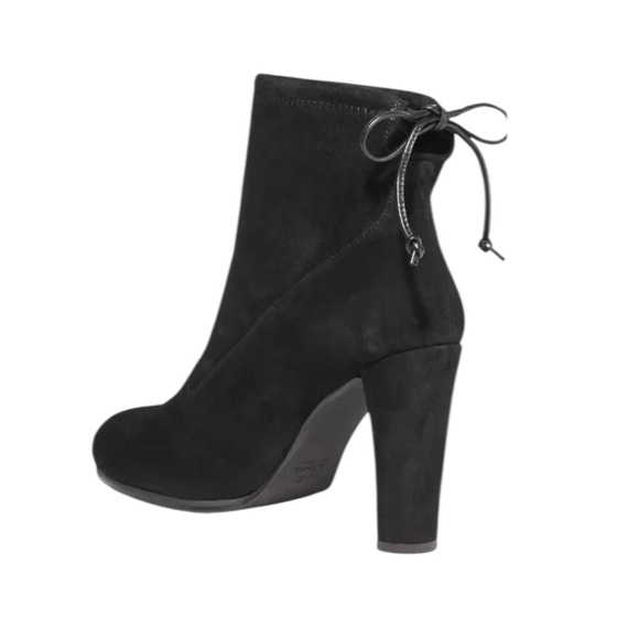 Stuart Weitzman Catch Suede Leather Ankle Tie Bootie Black Size 8.5 - Picture 9 of 16